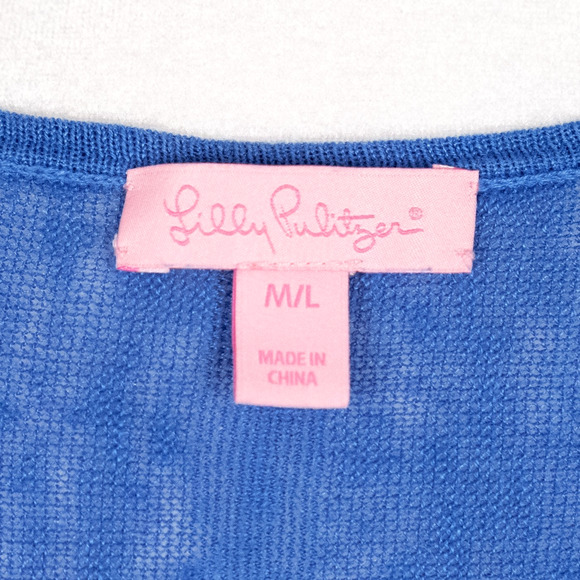 Lilly Pulitzer 100% Linen Lightweight Pullover Sweater Size M/L Cornflower Blue - Picture 7 of 7